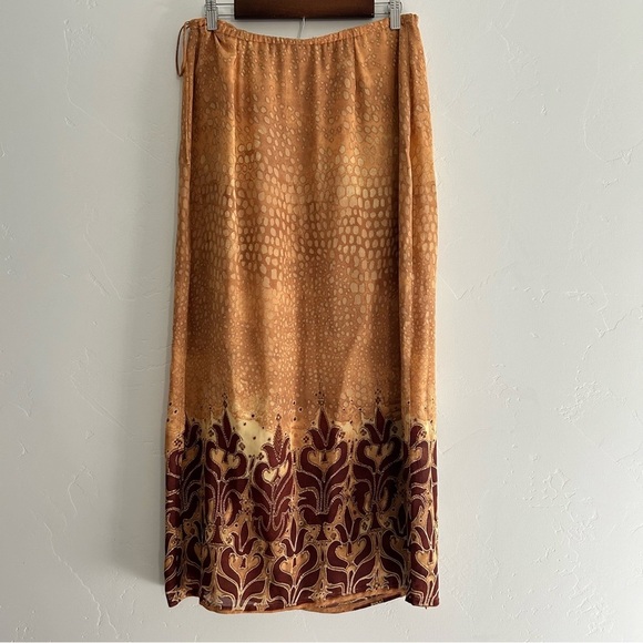 J Jill Faux Wrap Maxi Skirt Size 12 Moroccan Style Print Fall Autumn Holiday - Picture 2 of 12